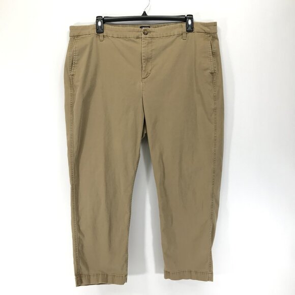 J. Crew Factory High Rise Girlfriend Chino Pant Women's Plus Size 20 Tan Cropped - Picture 1 of 11